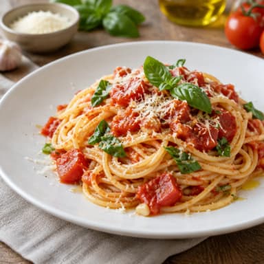 Pasta with tomato and basil